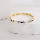 Enamel CZ Bangles for Women - Copper Wedding Jewelry