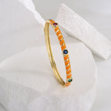 Enamel CZ Bangles for Women - Copper Wedding Jewelry