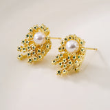 Delicate Cross Earring Pearl CZ Zircon Party Jewelry