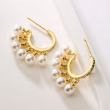 Delicate Cross Earring Pearl CZ Zircon Party Jewelry