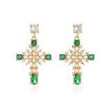 Delicate Cross Earring Pearl CZ Zircon Party Jewelry