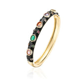 Vintage Bohemian Copper Bangles Enamel CZ Party Jewelry