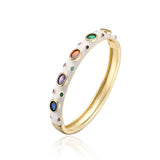 Vintage Bohemian Copper Bangles Enamel CZ Party Jewelry