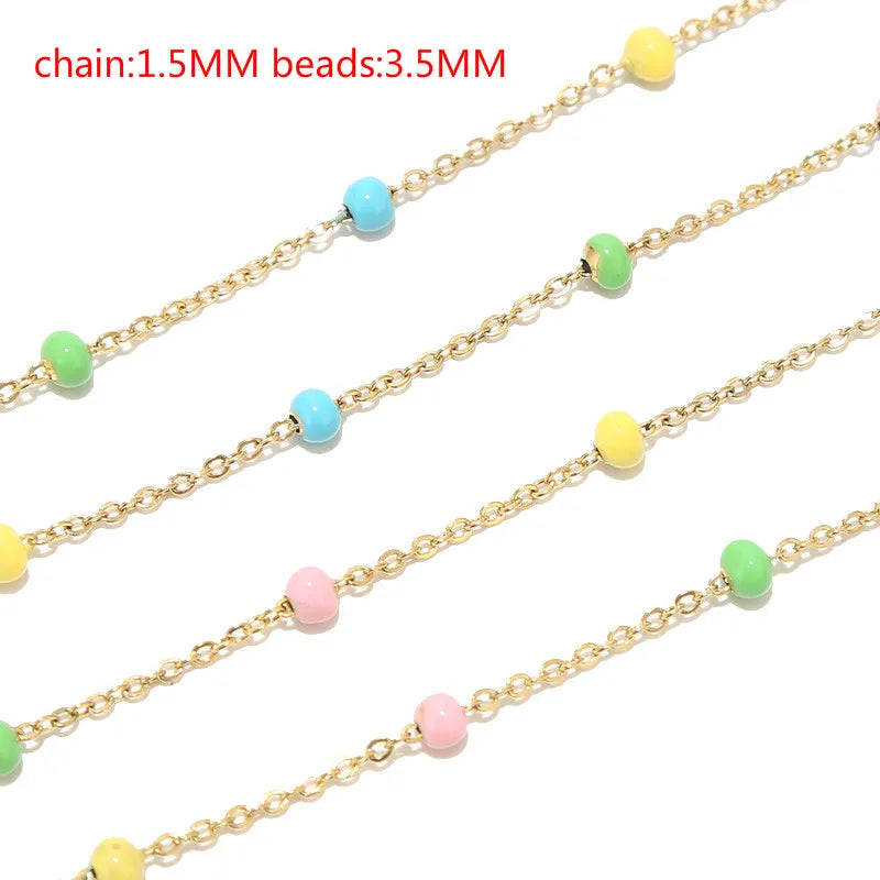 Colorful Enamel Ball Beaded Chain for DIY Necklace Making