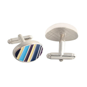 Colorful Striped Enamel Silver Cufflinks