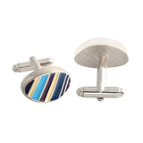 Colorful Striped Enamel Silver Cufflinks