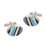 Colorful Striped Enamel Silver Cufflinks