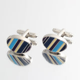 Colorful Striped Enamel Silver Cufflinks