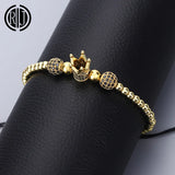 Long Strip Beads Bracelet Men Classic CZ Adjustable Bracelet