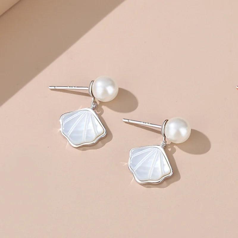 Conch Earrings 925 Sterling Silver Rose Agate OL Earrings