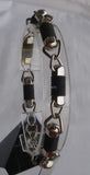 2tone Rubber Men's Stainless Steel Chain Bracelet Punk Jewelry