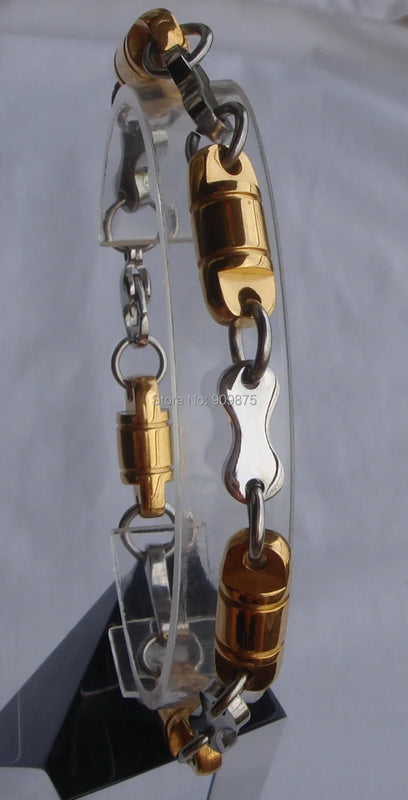 2tone Stainless Steel Chain Bracelet Men's Punk Jewelry