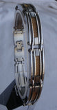 2tone Plating Woven Link Inlayed Stainless Steel Bracelet