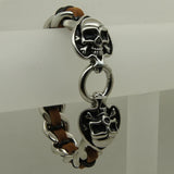 Skull in Spade Leather Bracelet