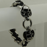 Skull in Spade Leather Bracelet