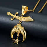 316 Stainless Steel Masonic Shriner Half Moon Star Necklace