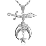 316 Stainless Steel Masonic Shriner Half Moon Star Necklace