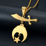 316 Stainless Steel Masonic Shriner Half Moon Star Necklace