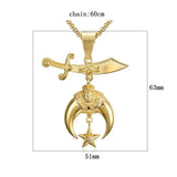 316 Stainless Steel Masonic Shriner Half Moon Star Necklace