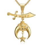 316 Stainless Steel Masonic Shriner Half Moon Star Necklace