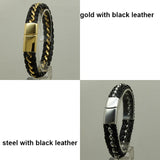 Men's Leather Steel Bracelet
