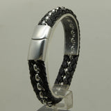 Men's Leather Steel Bracelet