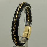 Men's Leather Steel Bracelet
