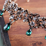 Copper Green Crystal Bridal Crown Headwear Wedding Hair Jewelry