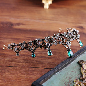 Copper Green Crystal Bridal Crown Headwear Wedding Hair Jewelry
