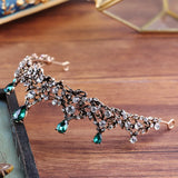 Copper Green Crystal Bridal Crown Headwear Wedding Hair Jewelry