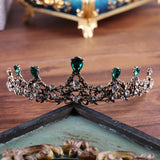 Copper Green Crystal Bridal Crown Headwear Wedding Hair Jewelry
