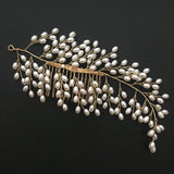 Copper Pearl Leaves Hair Comb for Brides