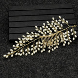 Copper Pearl Leaves Hair Comb for Brides