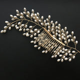 Copper Pearl Leaves Hair Comb for Brides