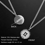 Zodiac Necklace 316L Stainless Steel Pendant Necklace Constellations Necklace