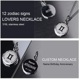 Zodiac Necklace 316L Stainless Steel Pendant Necklace Constellations Necklace