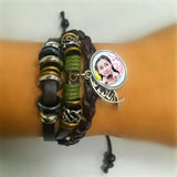 Cowhide Bracelet for Sublimation Knitted DIY Beads Retro Bracelets