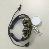 Cowhide Bracelet for Sublimation Knitted DIY Beads Retro Bracelets