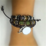 Cowhide Bracelet for Sublimation Knitted DIY Beads Retro Bracelets