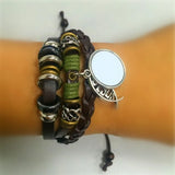 Cowhide Bracelet for Sublimation Knitted DIY Beads Retro Bracelets