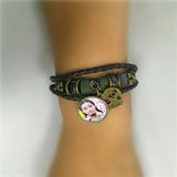 Sublimation Cowhide Bracelet with Heart Charm for Women