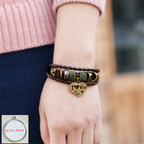 Sublimation Cowhide Bracelet with Heart Charm for Women