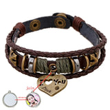 Sublimation Cowhide Bracelet with Heart Charm for Women