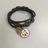 Sublimation Cowhide Bracelet with Heart Charm for Women