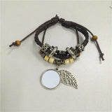 Cowhide Bracelet for Sublimation Leaf Charm Bracelets for Women
