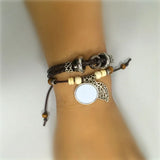 Cowhide Bracelet for Sublimation Leaf Charm Bracelets for Women