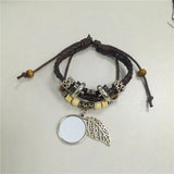 Cowhide Bracelet for Sublimation Leaf Charm Bracelets for Women