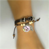 Cowhide Bracelet for Sublimation Leaf Charm Bracelets for Women