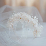 Greek Beaded Crepe Hair Tiara Bride Headdress Wedding Hair Accessories