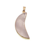 Crescent Moon Opal Pink Aventurine Goldstone Pendant Necklace